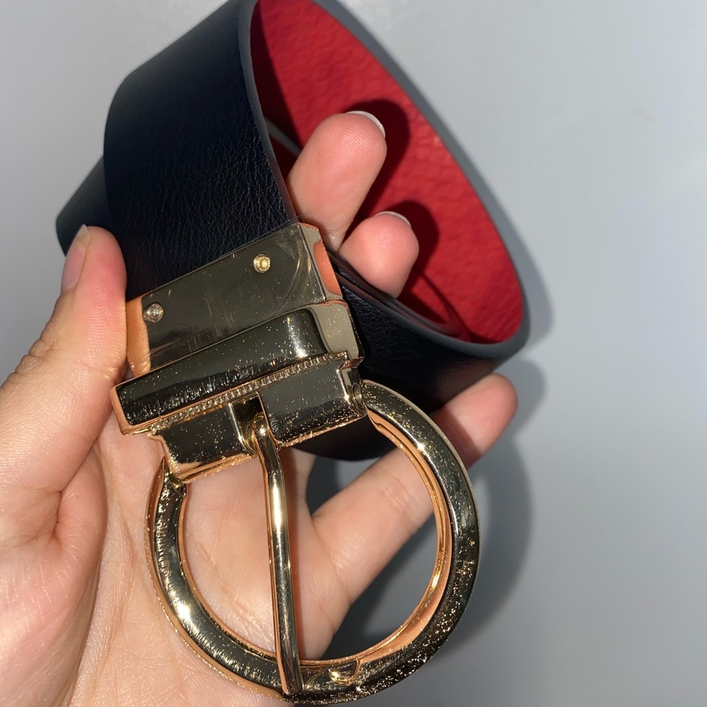 Black/Red Reversible Belt with Gold Accent- New!